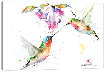 The Sweethearts Canvas Art Print - Hummingbird Art