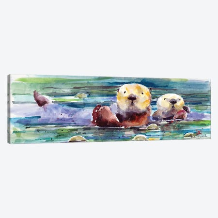 Otter Pair Canvas Print #DCR219} by Dean Crouser Canvas Wall Art