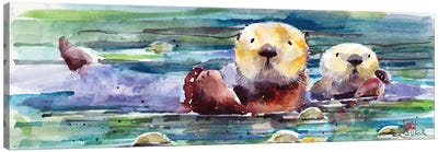 Otter Pair Canvas Art Print - Lakehouse Décor