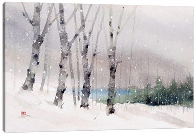 Winter Hillside Canvas Art Print - Lakehouse Décor