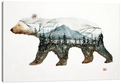 Forest Bear Canvas Art Print - Pine Tree Art