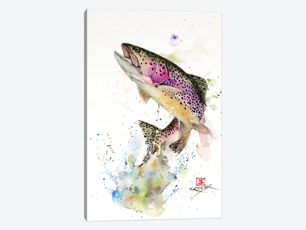 iCanvas Crazy Trout Art by Dean Crouser Canvas Art Wall Decor ( Animals > Sea Life > Fish > Trout art) - 12x18 in
