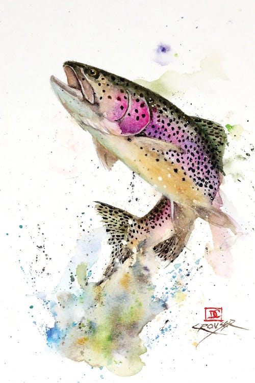 Jumping Rainbow Trout by Dean Crouser wall art