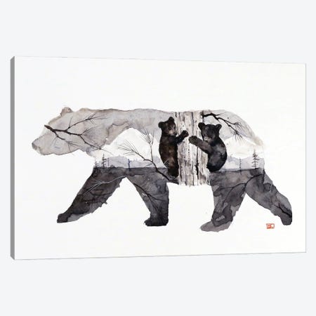 Mama Bear & Cubs Canvas Print #DCR226} by Dean Crouser Canvas Wall Art