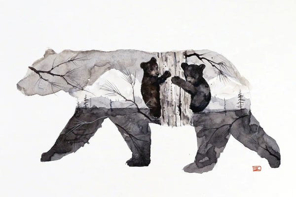 Black Bears: Mama Bear & Cubs by Dean Crouser