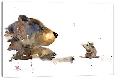 Bear & Mouse Canvas Art Print - Rodents
