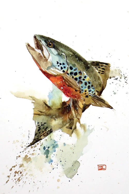 Jumping Brown Trout by Dean Crouser wall art