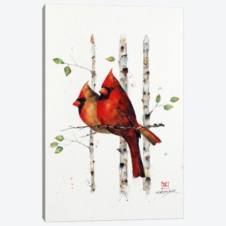 Cardinals In Birch Canvas Print #DCR246} by Dean Crouser Canvas Art