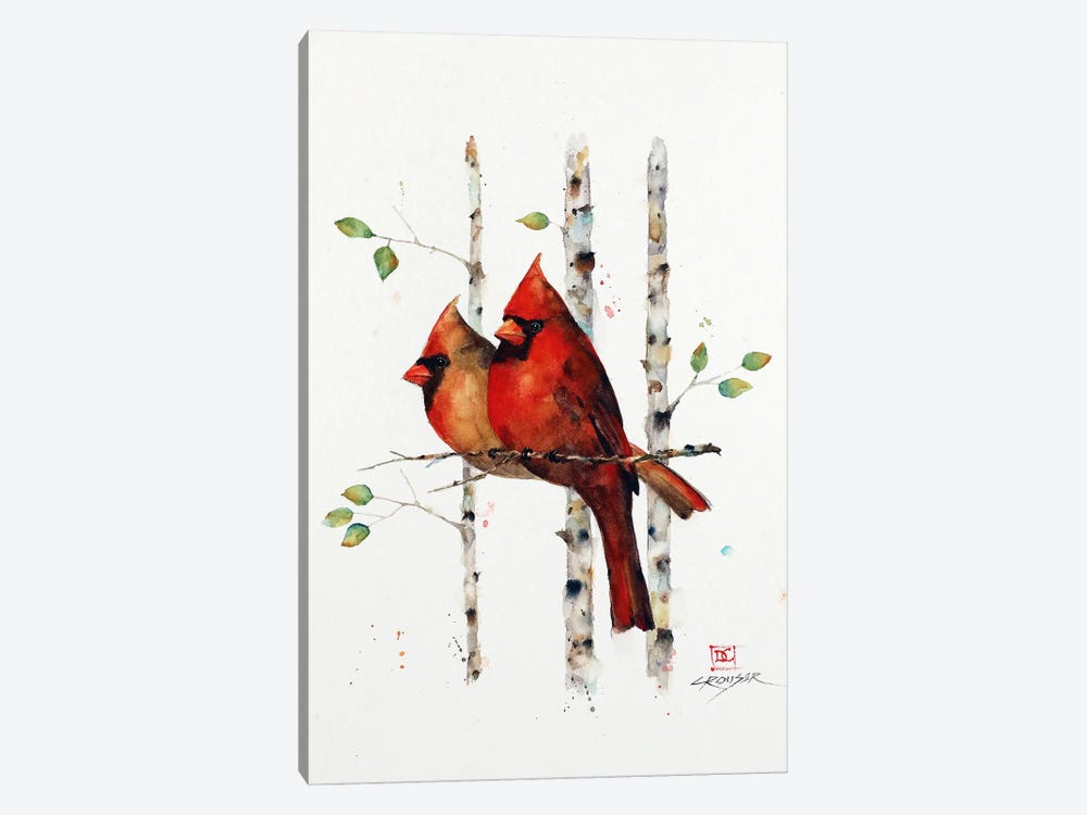 Cardinals In Birch by Dean Crouser 1-piece Canvas Art Print