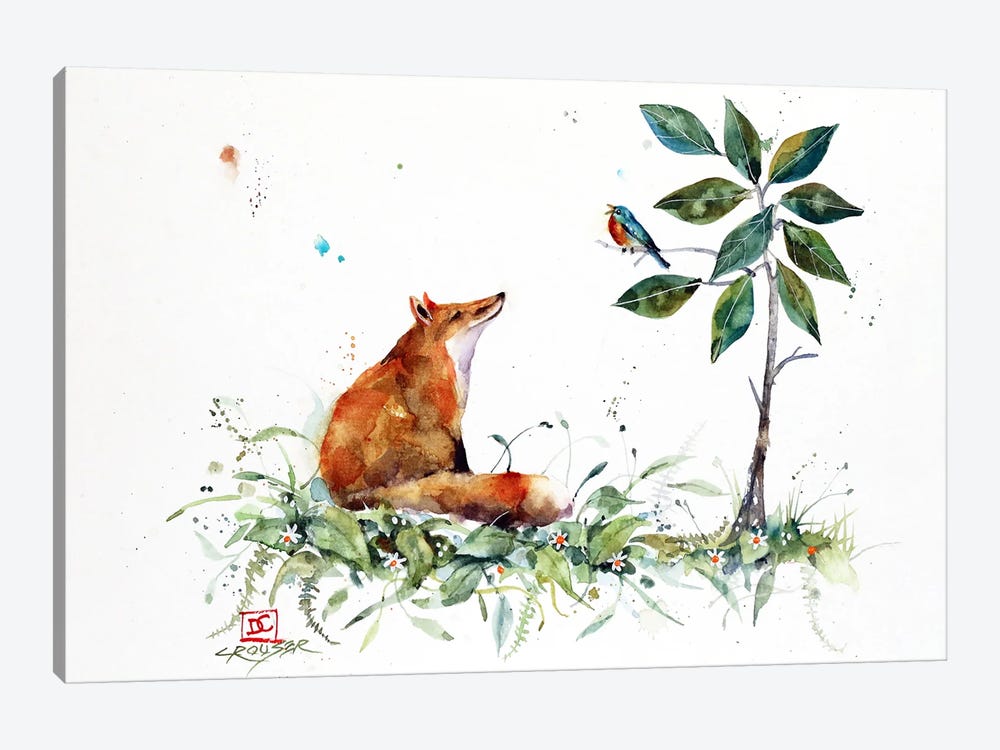 Fox And Bluebird by Dean Crouser 1-piece Canvas Art