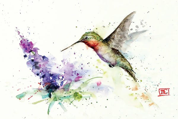 Dean Crouser: Hummingbird And Butterfly Bush by Dean Crouser