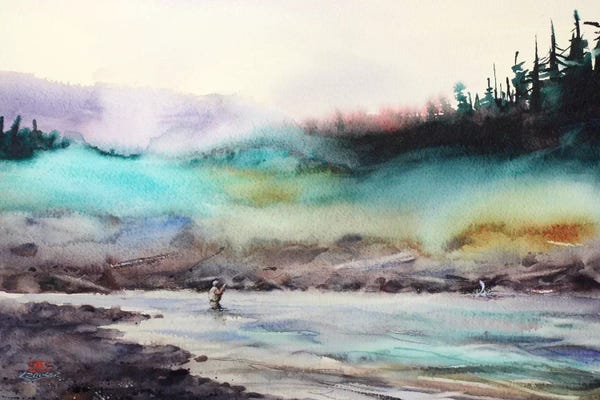 Serene Watercolors: Successful Fishing by Dean Crouser