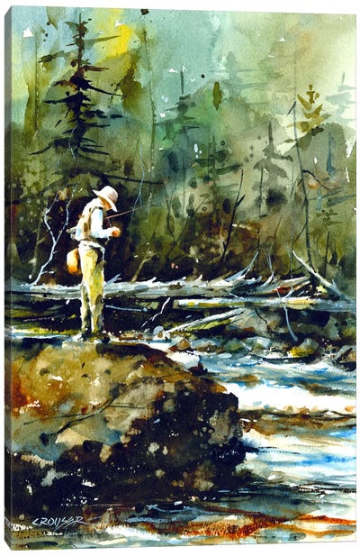 Fishing in the Wild II Canvas Art Print - River, Creek & Stream Art