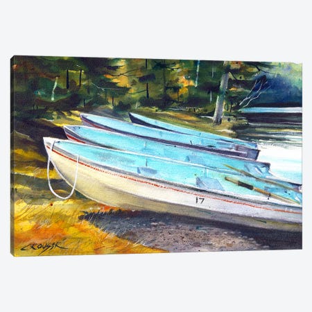 Boats On The Shore Canvas Print #DCR45} by Dean Crouser Canvas Art