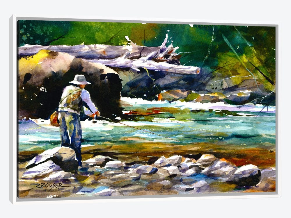 Framed Canvas Art (White Floating Frame) - Fishing by Dean Crouser ( Sports > Fishing art) - 18x26 in
