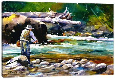 Fishing Canvas Art Print - Male Portrait Art