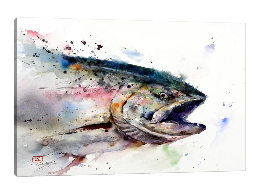 Trout Fishing Watercolor Print by Dean Crouser 