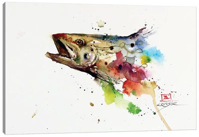 Abstract Trout Canvas Art Print - Kids Nautical & Ocean Life Art