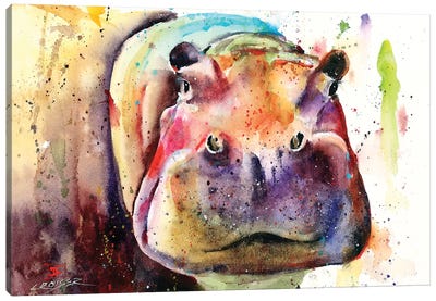 Big Al Canvas Art Print - Hippopotamus Art