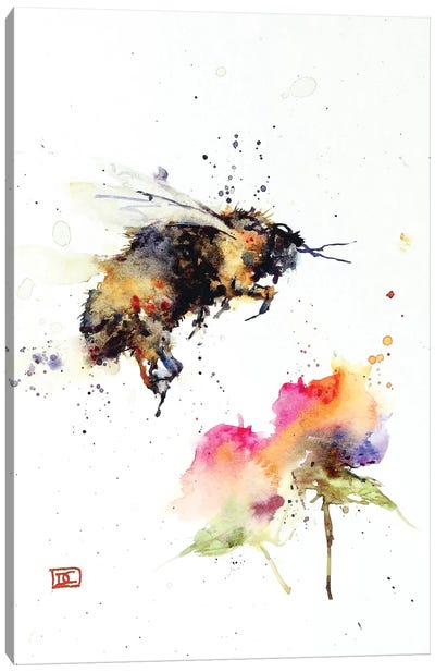 Cattail Conversation Canvas Art Print - Bee Art