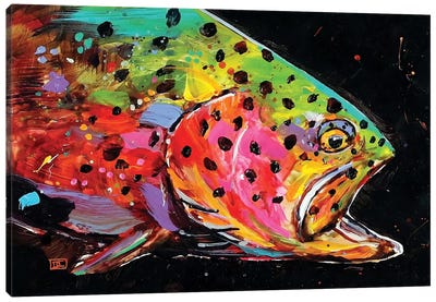 Crazy Trout Canvas Art Print - Fish Art