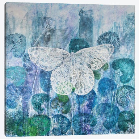 Butterfly In The Blue Canvas Print #DCT10} by Daniela Carletti Canvas Artwork