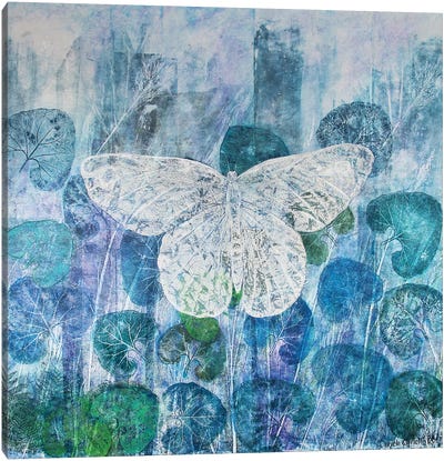 Butterfly In The Blue Canvas Art Print - Daniela Carletti