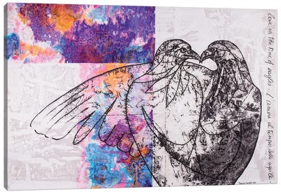 Kiss Of The Eagles Canvas Art Print - Love Birds