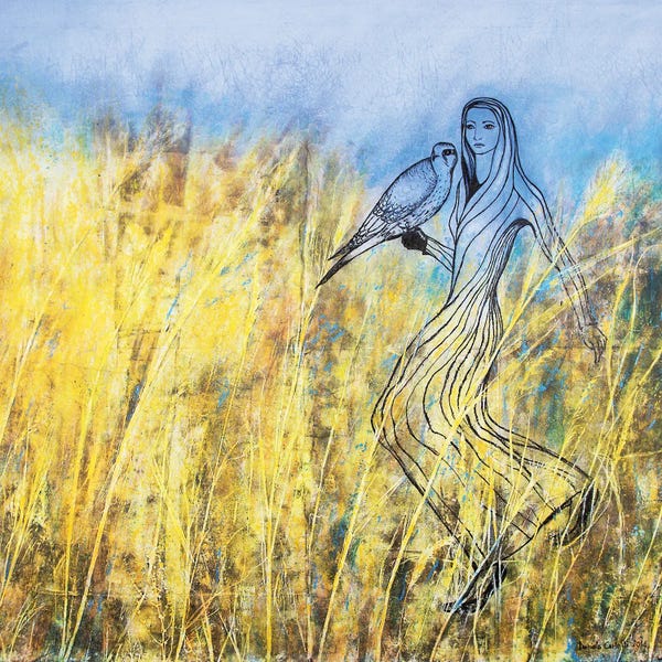 Grasses: Lady And Falcon by Daniela Carletti