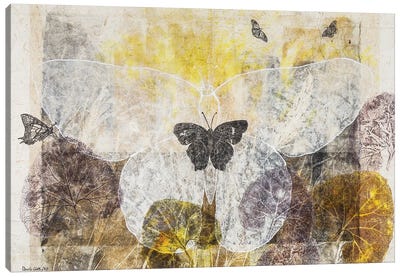 Butterflies Enjoy Autumn Canvas Art Print - Black, White & Yellow Art