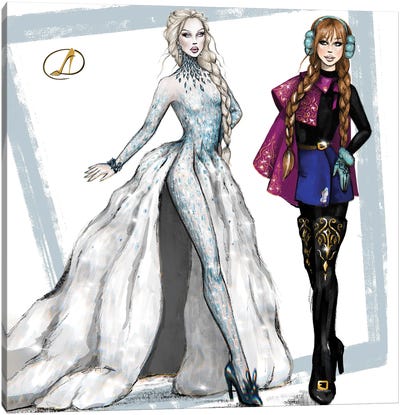 Frozen - Anna And Elsa - Fashion Canvas Art Print - Frozen