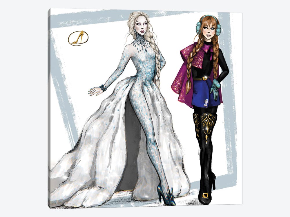 Frozen - Anna And Elsa - Fashion by Danilo Cerovic 1-piece Canvas Print
