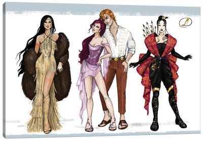 Pocahontas, Mulan, Hercules And Meg Canvas Art Print - Mulan