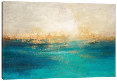 Coastline II Canvas Art Print - Teal Abstract Art