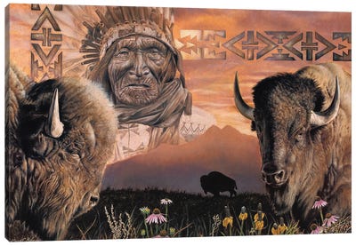 Keeper Of The Plains Canvas Art Print - Bison & Buffalo Art