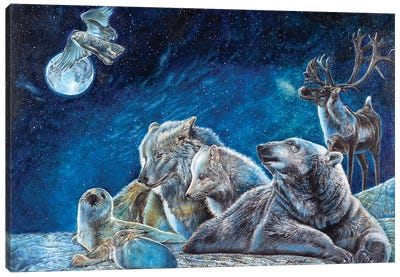 Whisper Of The Winter Moon Canvas Art Print - Polar Bear Art