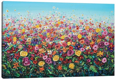 Bloom Of Flowers Canvas Art Print - Field, Grassland & Meadow Art