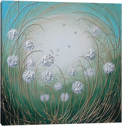 Dandelion Clocks Canvas Art Print - Field, Grassland & Meadow Art