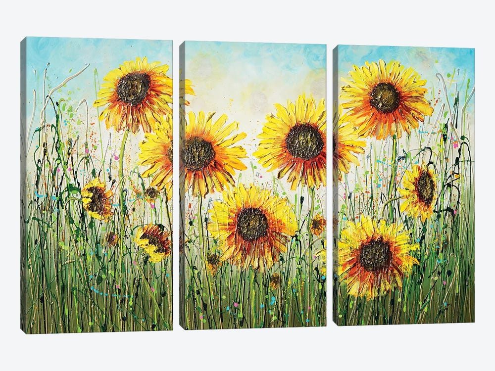 Sunflowers Basking In The Sun by Amanda Dagg 3-piece Canvas Print