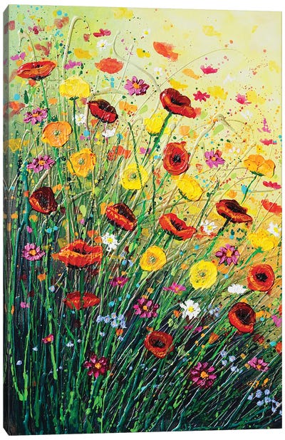 A Bloom Of Happiness Left Canvas Art Print - Wildflowers