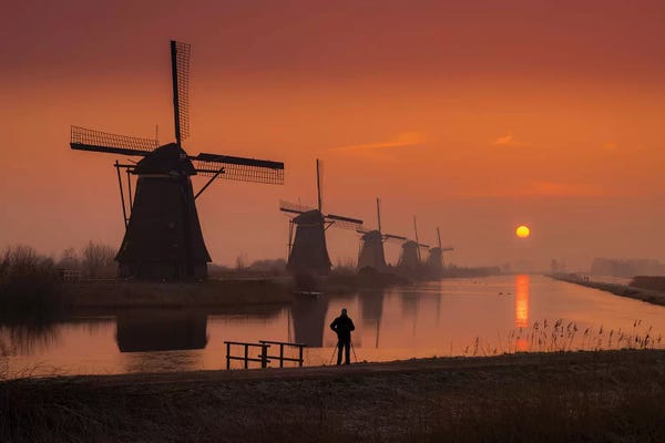 Dick van Duijn: Sunset Windmill by Dick van Duijn