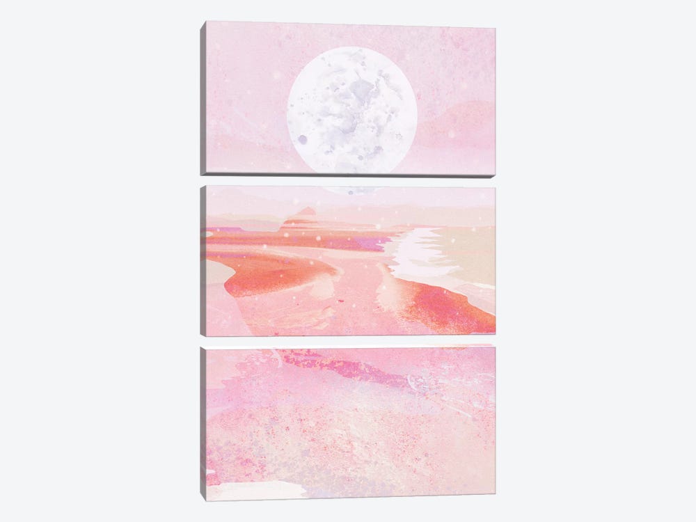 Pink Moonrise by Danse De Lune 3-piece Canvas Wall Art