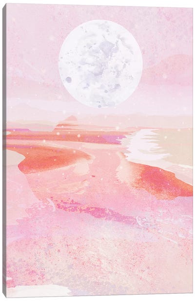 Pink Moonrise Canvas Art Print - Danse De Lune