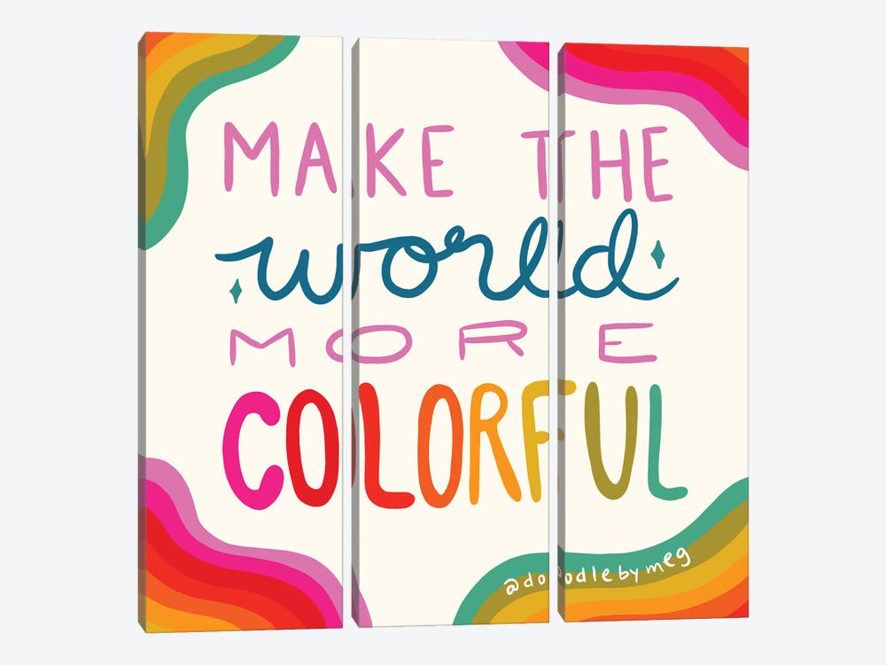 Make The World More Colorful by Doodle By Meg 3-piece Canvas Wall Art
