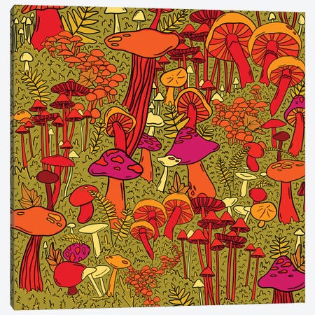 Mushrooms In The Forest Canvas Print #DDM101} by Doodle By Meg Art Print