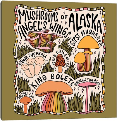 Mushrooms Of Alaska Canvas Art Print - Mushroom Art