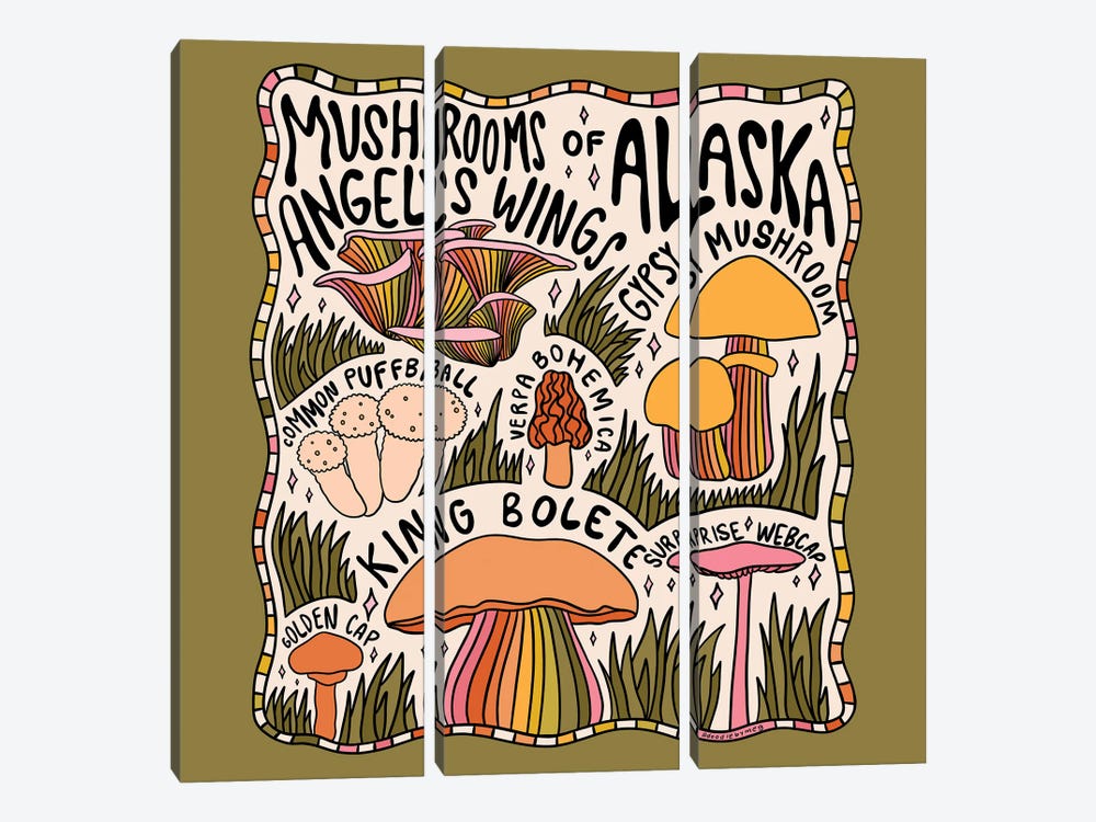 Mushrooms Of Alaska by Doodle By Meg 3-piece Art Print
