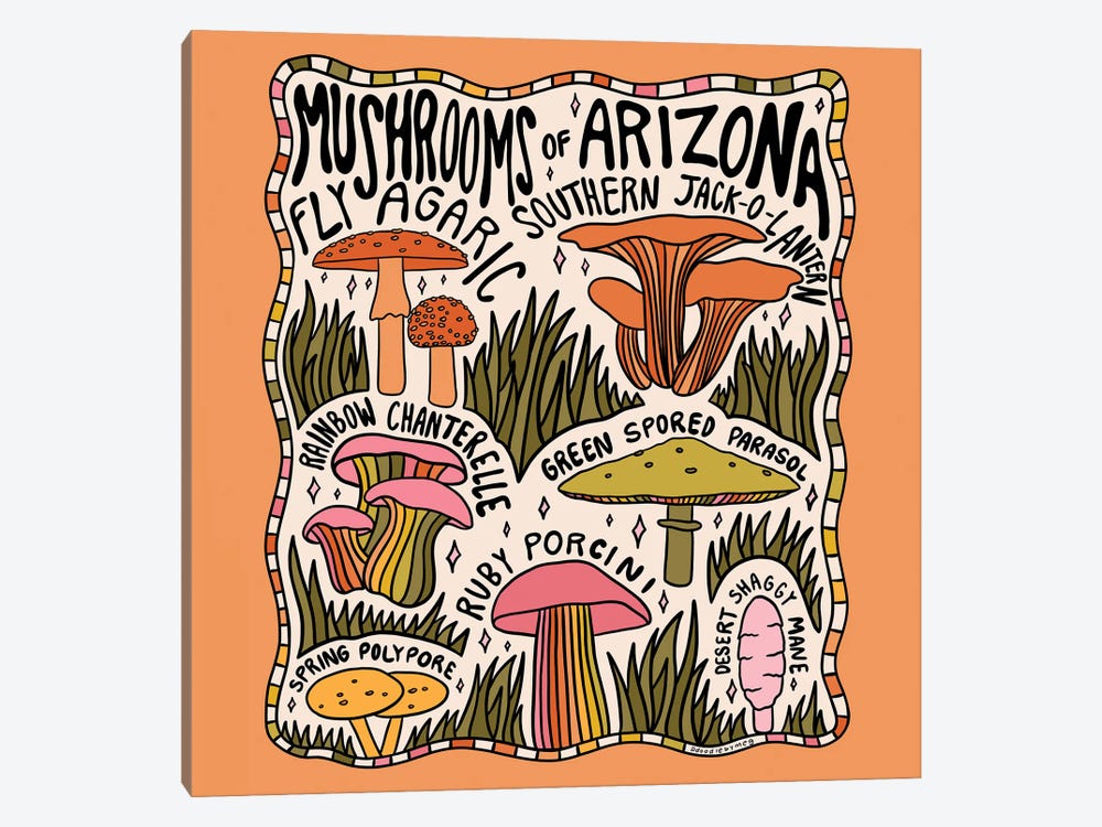 Mushrooms Of Arizona by Doodle By Meg 1-piece Canvas Artwork