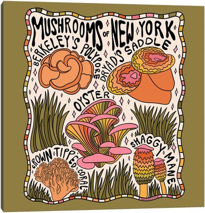 Mushrooms Of New York Canvas Art Print - Mushroom Art