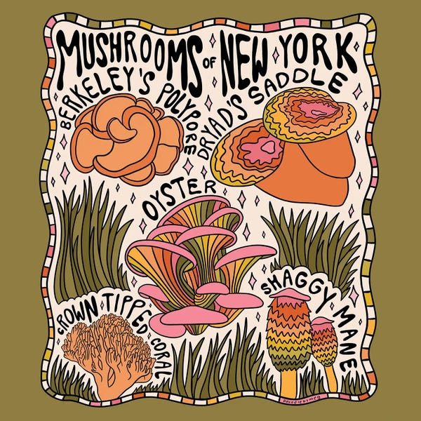 Psychedelic: Mushrooms Of New York by Doodle By Meg